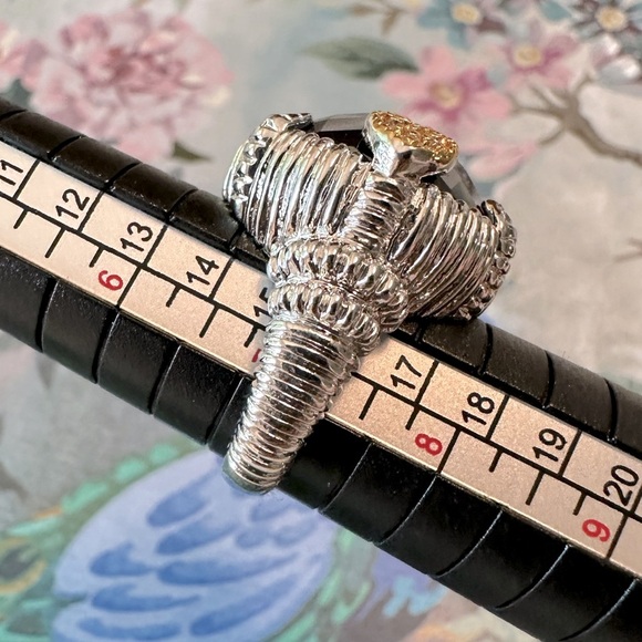 Jet Black Two Toned Heart Detail Ring Sz 7 Park Lane Jewelry Bellissimo Retired - Picture 4 of 9